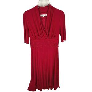 Evan Picone Red V-Neck 3/4-Sleeve Knee-Length Dress Sz. 8